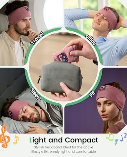Perytong Sleep Headphones Wireless, Bluetooth Sports Headband Headphones with Ultra-Thin HD Stereo Speakers Perfect for Sleeping,Workout,Jogging,Yoga,Insomnia, Air Travel, Meditation (Brick-Red) - color: Brick Red