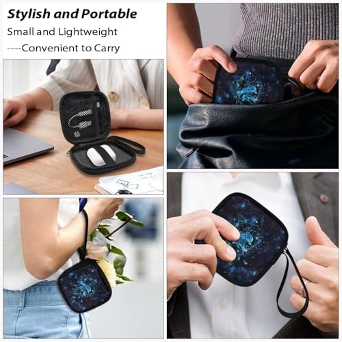 Headphones Carrying Case, Dolphin Blue Protective Shell Travel Bag for Cable, Charger Storage for Earphone, Earbud, Earpieces - color: Dolphin Blue