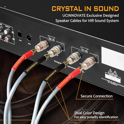 UCINNOVATE Heavy Duty Bi-Wired High-End OFC Speaker Cable 12AWG, 2 Pack Audiophiles HiFi Cold Welding Speaker Cable with Gold-Plated Pin Banana Plugs for Home Theater Surround Speakers 4m / 13.12FT - style: 2x 4m Bi-Wire Speaker Cable