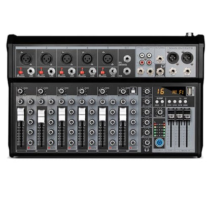Depusheng Professional Audio Mixer, 7 Channel Audio Interface Sound Board Mixing Console System, 16-Bit DSP DJ Bluetooth Mixer +48V Phantom Effect For Karaoke Studio Streaming Recording (XT7)