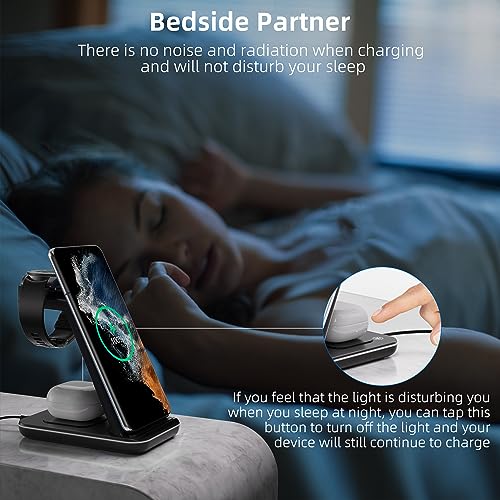 Wireless Charger for Samsung, 3 in 1 Fast Charging Station for Samsung Galaxy S23/S22/S21/S20/S10/Note 20/10, Wireless Charging Stand for Galaxy Watch5/Pro/4/Active 2/1, Buds/Buds+/Pro/Live/Buds2