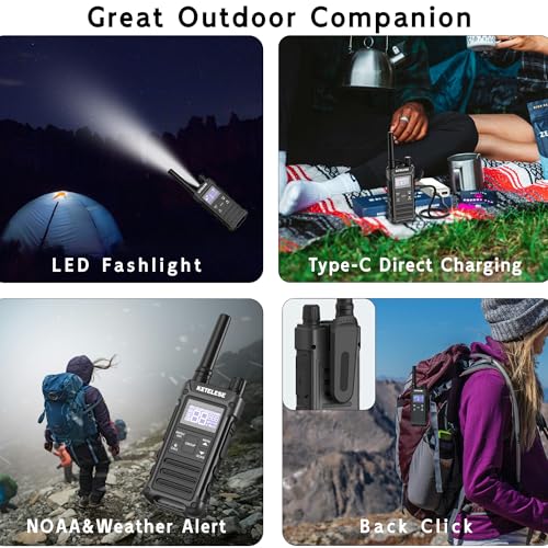 T3G Heavy Duty Walkie Talkies, IP67 Waterproof Two Way Radio with Earpiece, Triple Proof, Three Charging Options, USB, NOAA, Emergency GMRS 2 Way radios(6 Pack), Black/Grey