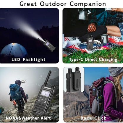 T3G Heavy Duty Walkie Talkies, IP67 Waterproof Two Way Radio with Earpiece, Triple Proof, Three Charging Options, USB, NOAA, Emergency GMRS 2 Way radios(6 Pack), Black/Grey