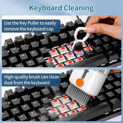 Keyboard Cleaner, Multi-Function Cleaning Kit for MacBook, Laptop, Computer | Includes Screen Spray, Microfiber Wipe, Tech Brush, Works on Airpod, Tablets, Earbuds, Pc Accessories, Electronic Screen - color: Bright White