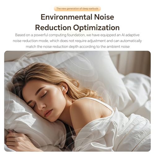 Xmenha Mini Invisible Sleep Earbuds for Side Sleepers, Wireless Bluetooth Sleeping Ear Buds Headphones Small Tiny Micro Noise Cancelling Earbuds for Small Ears Canals Women, Sleep Earphones - color: Beige