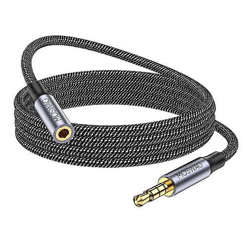 MOSWAG 13.12FT 3.5mm Male to Female Extension Cable with Microphone Stereo - color: Black, size: 13.12 ft