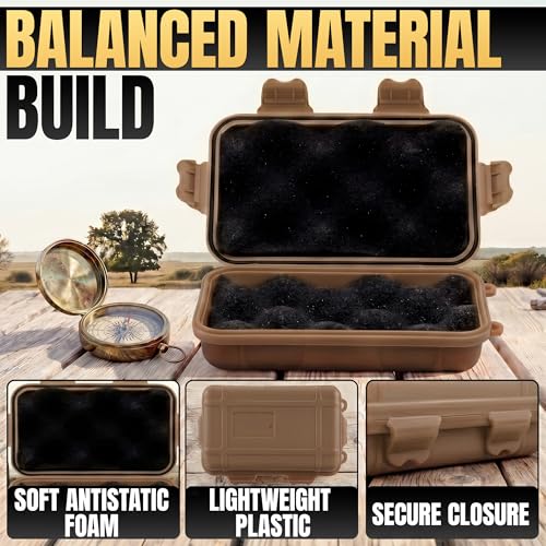 2 Pcs Small Waterproof Box Set, 4.92 x 2.95 x 1.53", (Black & Khaki) - color: Black & Khaki
