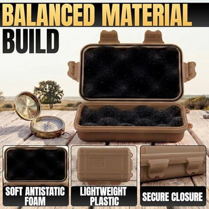 2 Pcs Small Waterproof Box Set, 4.92 x 2.95 x 1.53", (Black & Khaki) - color: Black & Khaki