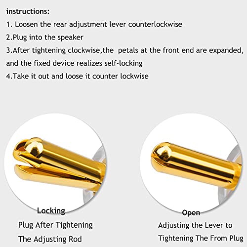 Tertullus 4Pcs Banana Clips Connectors Banana Plugs forSpeaker Wire Gold Plated Screw Locking Connectors forSpeaker Wire, AV Receiver, Amplifier, Surround Sound - size: Clipplug-G
