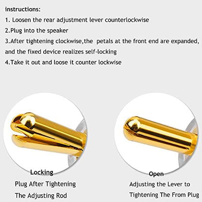 Tertullus 4Pcs Banana Clips Connectors Banana Plugs forSpeaker Wire Gold Plated Screw Locking Connectors forSpeaker Wire, AV Receiver, Amplifier, Surround Sound - size: Clipplug-G