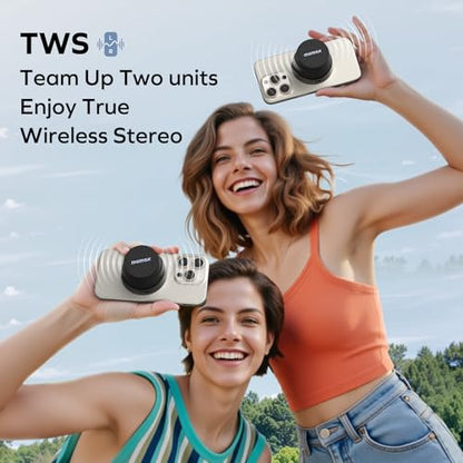 MOMAX Magnetic Portable Wireless Speaker, Enhanced Bass & Clear Sound | IPX6 Waterproof with Aluminum Alloy Design & 12H Playtime for Travel, Shower, Kitchen & More - color: Black