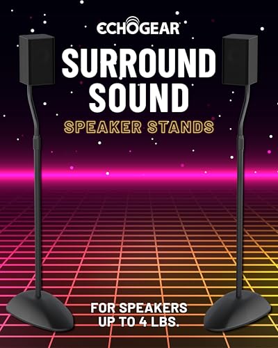 ECHOGEAR Universal Speaker Stands - Height Adjustable with Universal Compatibility - Works with Vizio, Klipsch, Bose & More - Includes Built-in Cable Management - Great for Rear Surround Sound - Pair