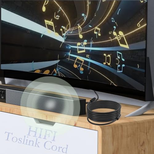 Toslink Optical Audio Cable, 2 Pack 1.8M/6Ft Digital Optic Cord, Gold Plated Plugs Fiber Optic Audio Adapter Toslink Cord for Audio System, Sound Bar, TV, Game Consoles, Home Theaters Etc