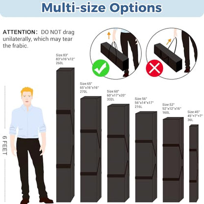 COOLBEBE 83" x 16" x 12" Extra Large Tent Storage Bag - 260L, Black | Heavy Duty Waterproof Duffle Bag for Tent Poles, Canopy, Hammock, Tripod, Fishing Gear, Sports Equipment & Outdoor Moving - size: 83"x 16"x 12"
