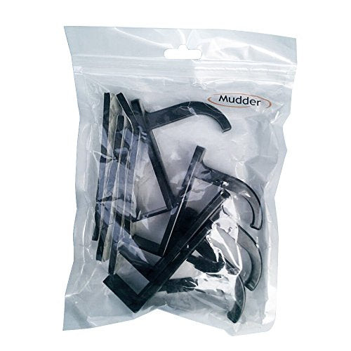 Mudder 4 Pack Headphone Hanger Hook for Monitor, Adhesive Mount, Black | 4 Stick-on headset holder, no screw install, fits most computer desk monitor edge, adhesive hooks included
