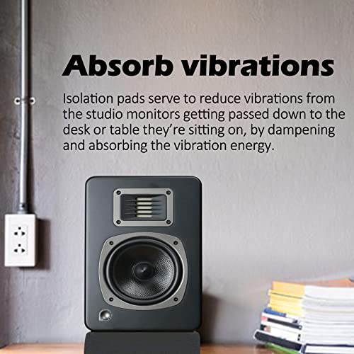 Studio Monitor Isolation Pads, Made of High Density Acoustic Foam, 2 Packs Sound Dampening Speaker Riser Foam to Prevent Vibrations