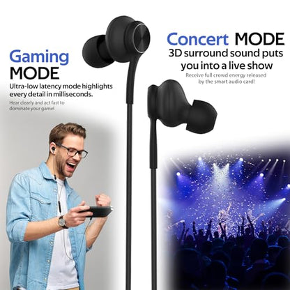 USB-C in-Ear Wired Headphones,Earbuds，3-Year Warranty, with high-Fidelity Sound Card, 5-Mode Audio, Low-Latency Gaming, KTV Vocal Enhancement, for iPhone 15/16/17, for Samsung S25/S24/S23/S22