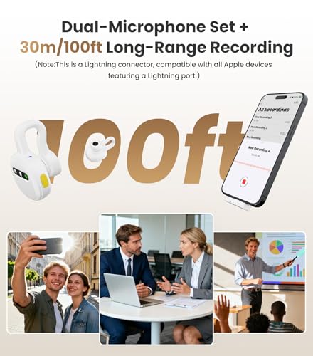 Tisino Wireless Mini Clip-on Microphone for iPhone, Vlog/Interview, White | Mini Clip-on Lapel Mic with Charging Case for YouTube TikTok Vlog Podcast Interview Plug and Play Noise Reduction Microphone - color: White