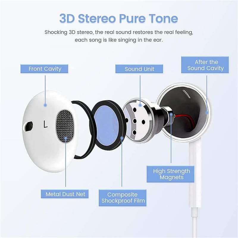 SKLNXAZ 2 Pack Wired Earbuds/Wired Headphones with 3.5mm Earphones[MFi Certified] with Microphone Volume Control Compatible for Computer,MP3/4,Android Most 3.5mm Audio Devices，White