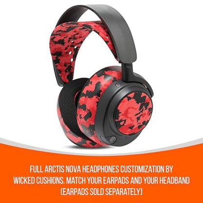 WC HeadbandZ Arctis Nova V2 - Upgraded Wide Silicone Headband Compatible with Arctis Nova Headsets by Wicked Cushions | Wider Weight-Distributing Design, Softer Flexible Silicone | Red Camo - color: Red Camo