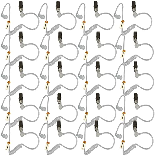 Lsgoodcare Replacement Coil Tube White, 20Pcs Acoustic Air Tube Audio Tube with Earbuds Compatible for Motorola Kenwood Icom Midland Two Way Radio Walkie Talkie Ear Piece - color: 20pack-white clip