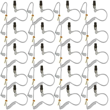 Lsgoodcare Replacement Coil Tube White, 20Pcs Acoustic Air Tube Audio Tube with Earbuds Compatible for Motorola Kenwood Icom Midland Two Way Radio Walkie Talkie Ear Piece - color: 20pack-white clip