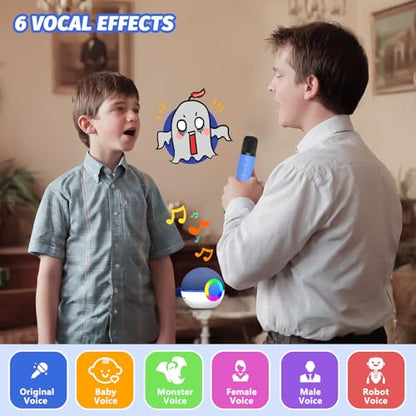 Mgaolo Mini Karaoke Machine for Kids Adults,Portable Bluetooth Speaker with 2 Wireless Microphones,Gift Toys with MP3 Player for Boys Girls 3-12 Year Old Birthday Family Home Party Present (Blue) - color: Blue 2mic