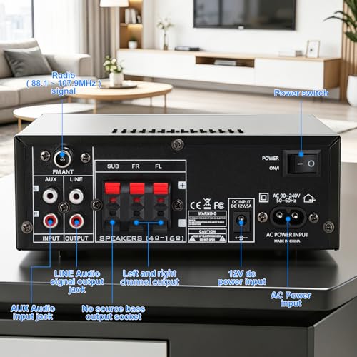 Joengoep AK52 Home 2.1 Channel Bluetooth 5.0 Stereo Receivers Amplifier - size: AK-52