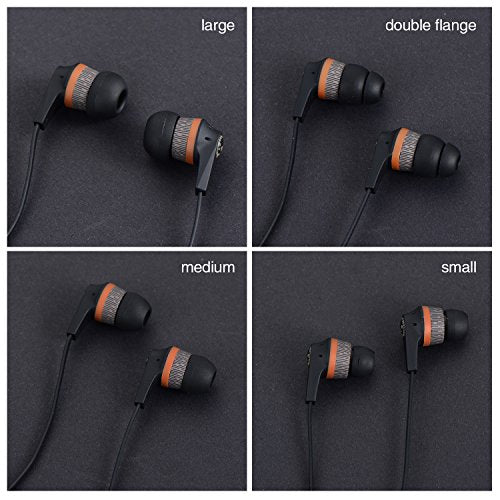 EBOOT 16 Pcs Earbud Tips Silicone Replacement, Noise Isolating Ear Bud Covers, Soft Anti-Slip Eartips, Multi Size S/M/L, Black & Clear