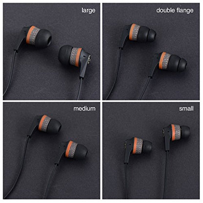 EBOOT 16 Pcs Earbud Tips Silicone Replacement, Noise Isolating Ear Bud Covers, Soft Anti-Slip Eartips, Multi Size S/M/L, Black & Clear