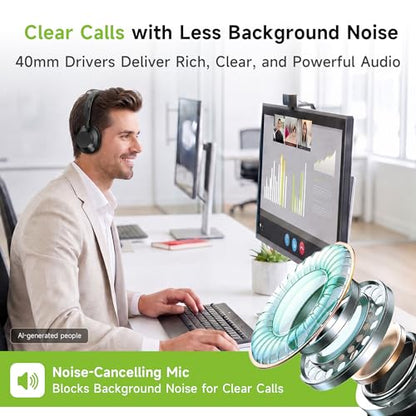 Acer Headset with Microphone for PC, ENC Noise-Cancelling Mic, USB-C/USB-A | 40mm drivers, 160g lightweight comfort, in-line mute & volume controls, 1.8m cable, plug-and-play, all-day office use