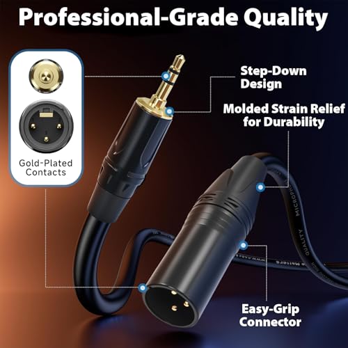 Cyberguys! 3.5mm to XLR Cable, 1/8 to XLR Male Audio Cord, TRS Jack, 6ft - size: 6ft