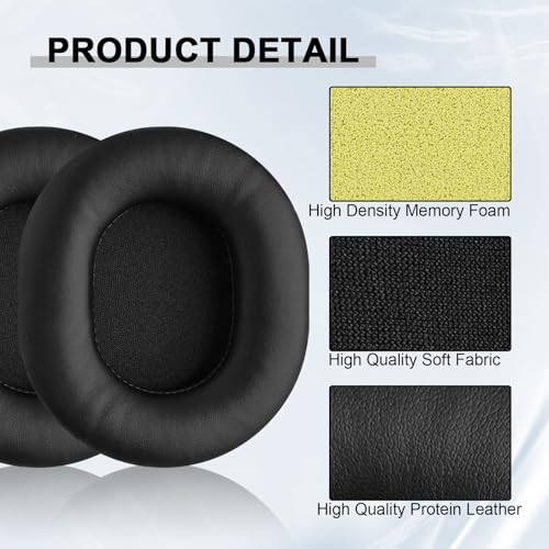 Replacement Ear Pads for Audio Technica ATH M50X M50XBT M50RD M40X M30X M20X MSR7 SX1 Monitor Headphones, Headset Ear Cushions, Headset Earpads, Ear Cups Cover (Black) - color: Black