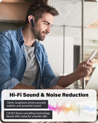 ADADPU Bluetooth Headset - V5.0 Wireless Handsfree Earpiece Built-in Dual Mic Noise Cancelling, 10 Days Standby 16Hrs HD Talktime Ultralight Headset for iPhone Android Samsung Laptop(Blue) - color: Blue