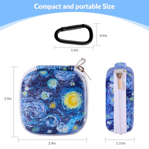 Unique Patterned Portable EVA Earbud Case with Carabiner | Printed Earbud Holder With Sturdy Carabiner, Multi-Use Storage For Earphones, Headphones, SD Cards & Small Electronic Chips - color: Starry Sky