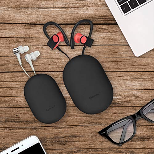 Geekria Silicone Wired Earphone Organizer Compatible with Beats Flex, urBeats3, Sony MDR-EX15AP, MDR-EX15LP, Skullcandy Jib, Tangle-Free Cable Storage Case, Small & Medium Sizes, 2 Pack