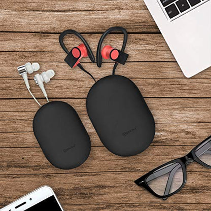 Geekria Silicone Wired Earphone Organizer Compatible with Beats Flex, urBeats3, Sony MDR-EX15AP, MDR-EX15LP, Skullcandy Jib, Tangle-Free Cable Storage Case, Small & Medium Sizes, 2 Pack