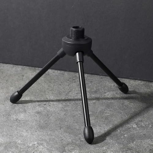 Desktop Tripod Microphone Stand, with Non-slip Rubber Feet, Durable Iron Construction, Portable Foldable, Adjustable Table Microphone Stand for Podcasts, Online Chat, Conferences, Lectures, Black