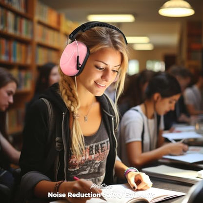ProCase NRR 28dB Noise Reduction Ear Muffs, Foldable Adjustable Noise Cancelling Headphones - color: 1 - Pink