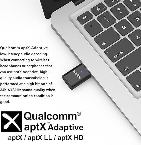 eppfun USB C Bluetooth Adapter for ps5/PS4, Dual Connection Wireless Audio Adapter Low Latency Dongle with 3.5 mm Analog Mic for PC, Mac, Phone