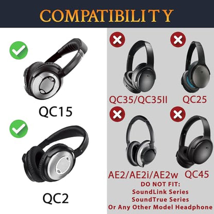 SOULWIT Replacement Kit for Bose QC15 and QC2- Black - color: Black