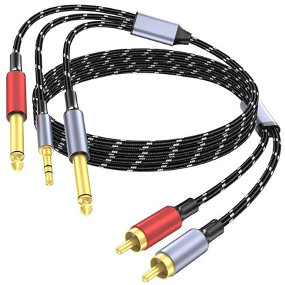 3.5mm to RCA, Dual 1/4 TS to Dual RCA Cable, 2-in-1 Audio Cable, Gold-Plated HiFi Sound Headphone Jack Auxiliary Cord 1/8 Dual 6.35mm Adapter Stereo Y Splitter for Phone Speaker MP3 Tablet HDTV 3.3FT - size: 3.3FT