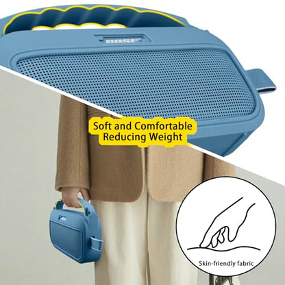 co2CREA Soft Silicone Case for Bose SoundLink Flex 2nd Gen, Blue | Skin-Friendly Handle, Adjustable Shoulder Strap, Crossbody Carrying, Aluminum Carabiner, Lightweight - color: Blue Dusk Case