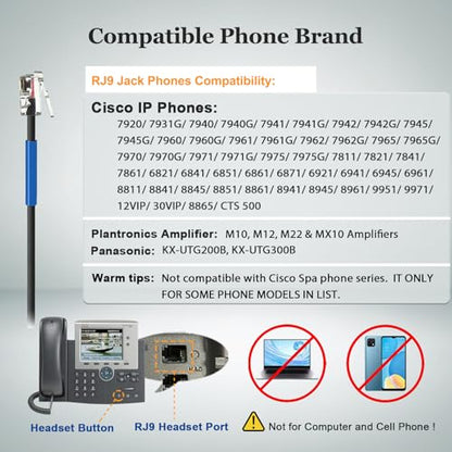 Callez RJ9 Phone Headset for Cisco with Noise Cancelling Mic & Mute Switch | Corded Office Telephone Headsets Compatible with Cisco IP Phones 6941 6851 6945 7821 7841 7861 7942 7945 7962 7965 8811 8861