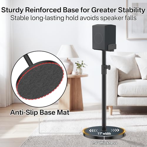 Speaker Stands Pair for Samsung Q990H/Q990F/Q990D/Q930H/Q930F Rear Speakers | Compatible With Samsung Q Series Speakers, 33.5″–40.5″ Height Adjustable, Built-in Cable Management, Weighted Base Stability
