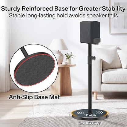 Speaker Stands Pair for Samsung Q990H/Q990F/Q990D/Q930H/Q930F Rear Speakers | Compatible With Samsung Q Series Speakers, 33.5″–40.5″ Height Adjustable, Built-in Cable Management, Weighted Base Stability