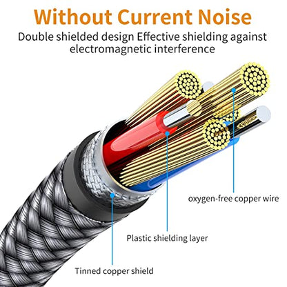 2 Pack Aux Cable, 3.3ft TRS Auxiliary Cables 90 Degree Right 3.5mm Nylon Braided 1/8 AUX Cord for Car Compatible with Stereos, Speaker, iPod iPad Smartphone, Headphones Sony,Echo Dot,Beats- Grey - size: 3.3 Feet