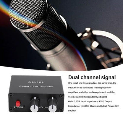 1 Input 2 Output 3.5mm Stereo Amplifier Stable Signal Sound Distributor Compact & Durable Sound Preamplifier DIY Audio Equipment
