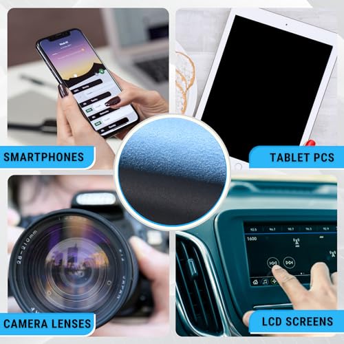 Eco-Fused Microfiber Cleaning Cloths - 5 Pack - Double-Sided Cleaning Cloths - Microfiber and Suede Cloth for Smartphones, LCD TV, Tablets, Laptop Screens, Camera Lenses and Delicate Surfaces - color: 5 Pack - 6.6 X 6.2" (Blue)