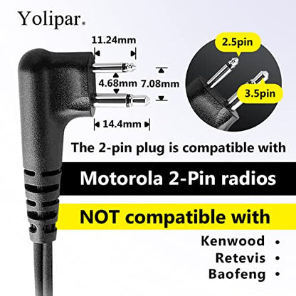 CLS1410 CLS1110 Earpiece Compatible with Motorola Radio CP200 GP300 GP2000 Walkie Talkie with PTT Mic 2 Pin Headset Single-Wire Surveillance Kit (D-Shaped, 2 PCS) - style: D-Shaped*2